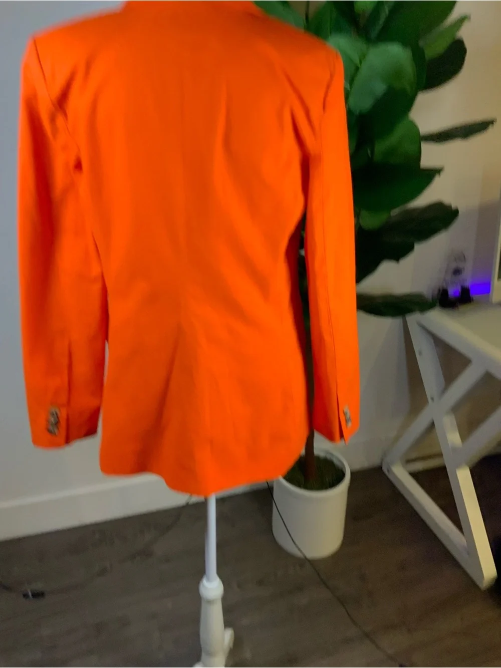 Women's Orange Single-Button Blazer